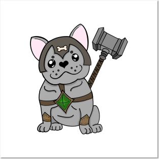 Frenchie Fighter | Barbarian | French Bulldog | Fantasy Art | DND Dogs Posters and Art